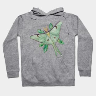 Actias luna with green fluorite points Hoodie